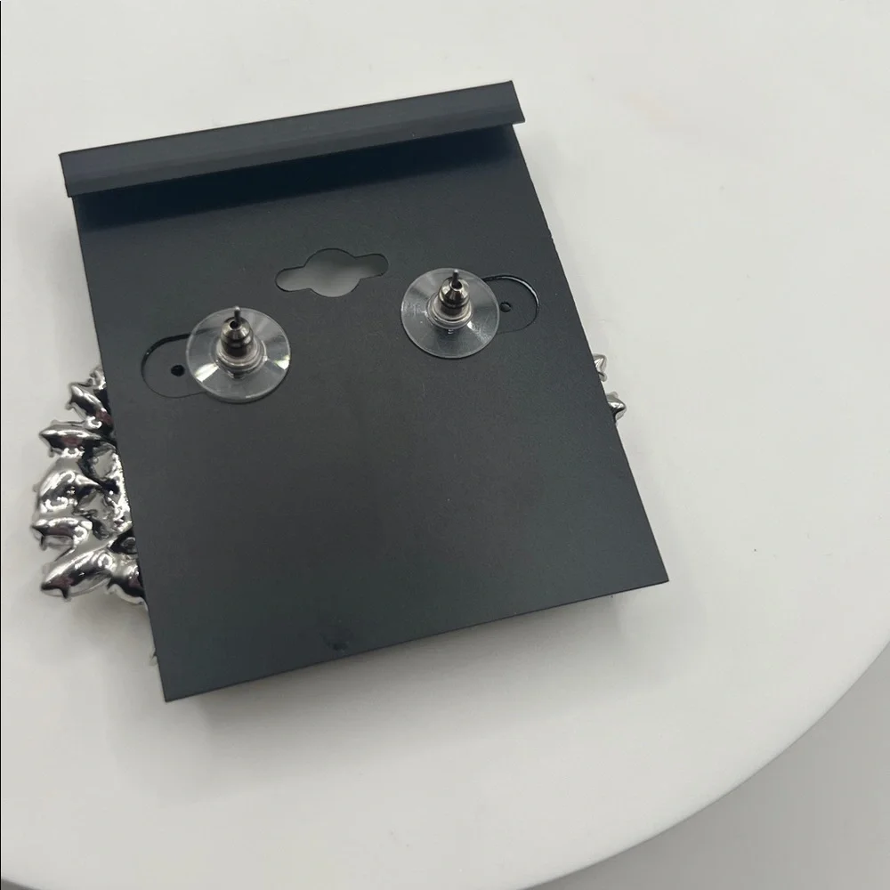 INC International Concepts Silver and Crystal Statement Earrings - Picture 3 of 3